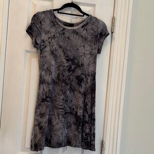 Gray Tie-Dye T-Shirt Dress